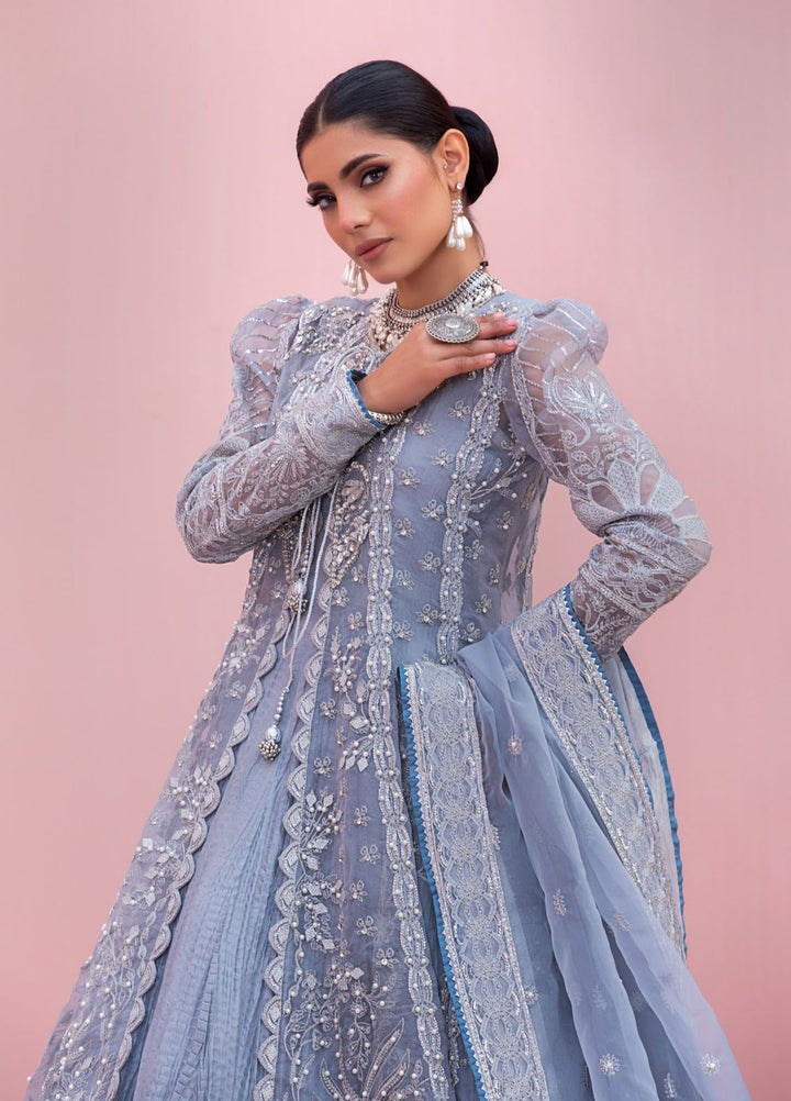 Diara Couture Pret Embroidered Gharara Organza 3 Piece Suit POGT-01-02 Blue