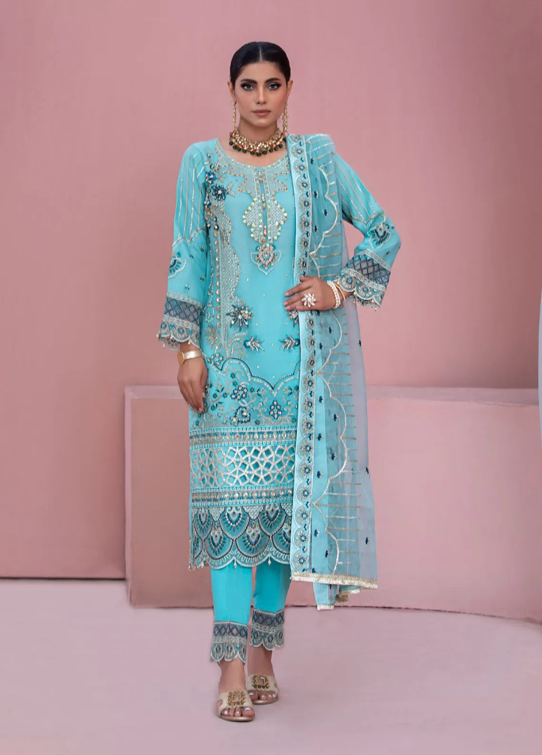 Diara Couture Pret Embroidered Organza 3 Piece Suit Sidrish Us-701