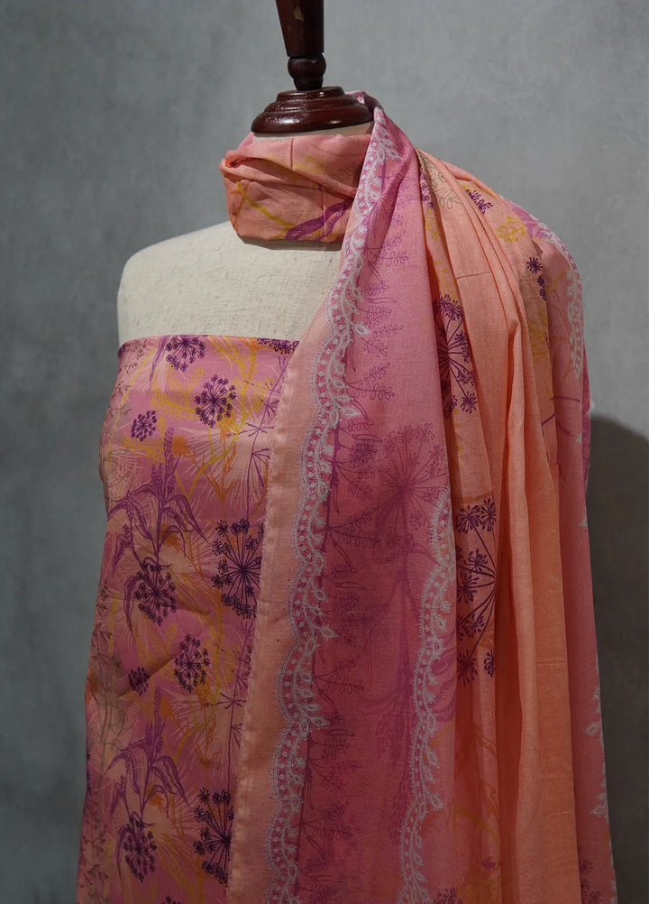 Digital Print By Bin Saeed Printed Lawn Suit Unstitched 3 Piece BN24F Pink - Summer Collection