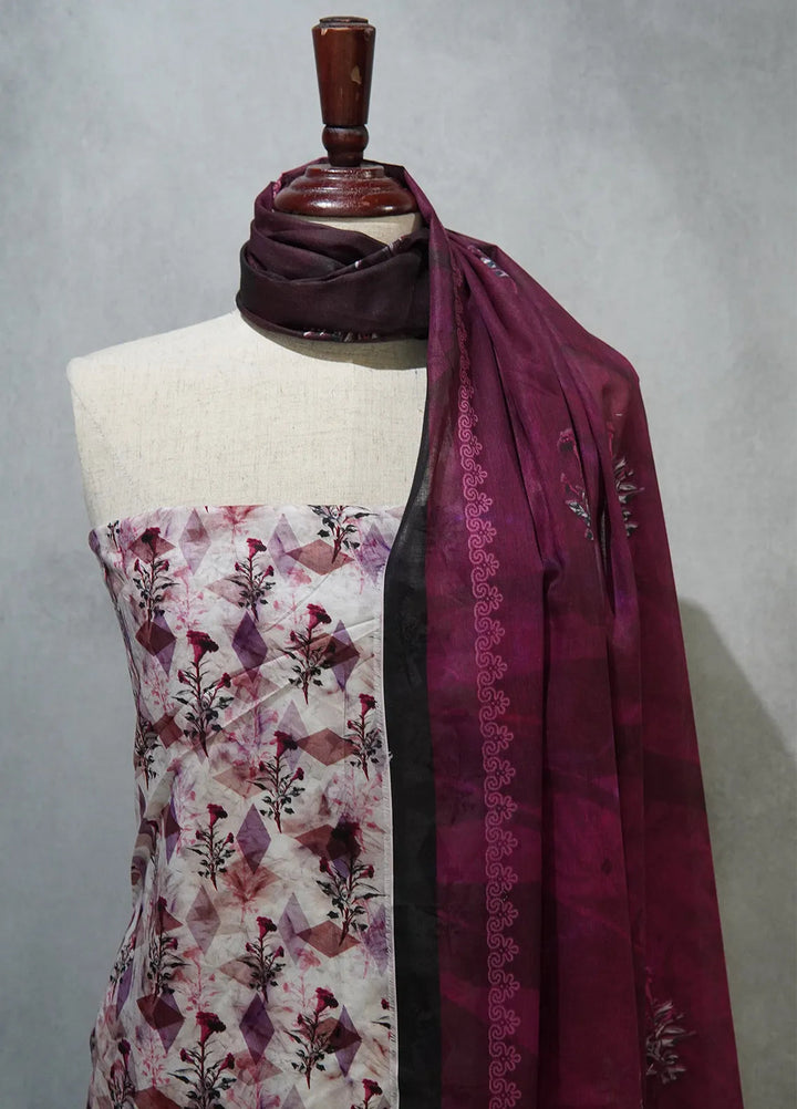 Digital Print By Bin Saeed Printed Lawn Suit Unstitched 3 Piece BN24F Purple - Summer Collection