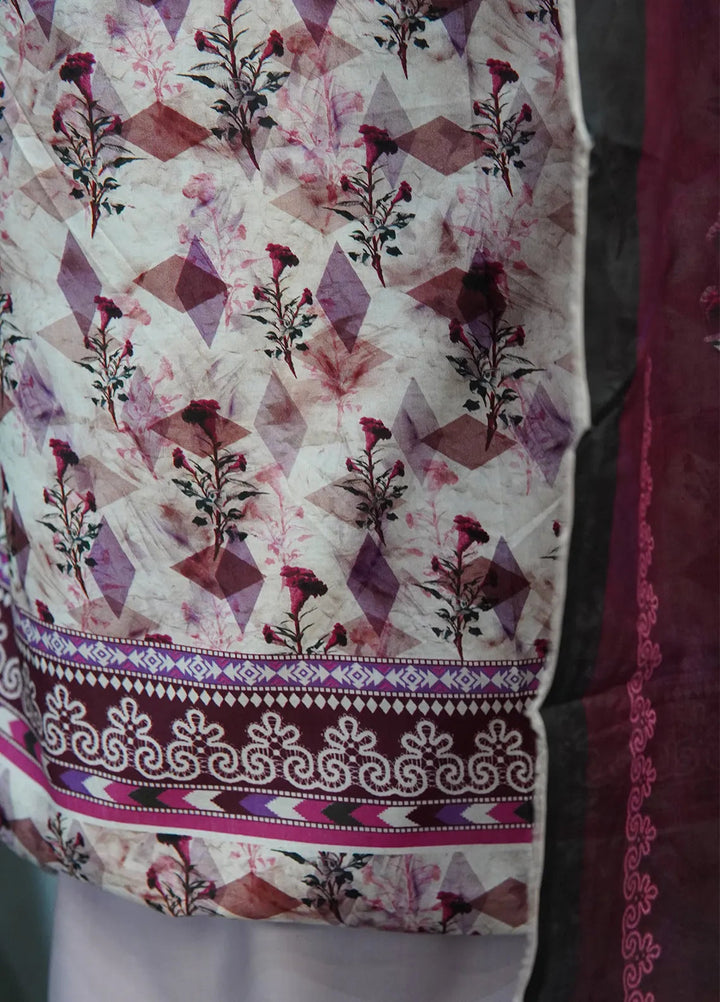 Digital Print By Bin Saeed Printed Lawn Suit Unstitched 3 Piece BN24F Purple - Summer Collection