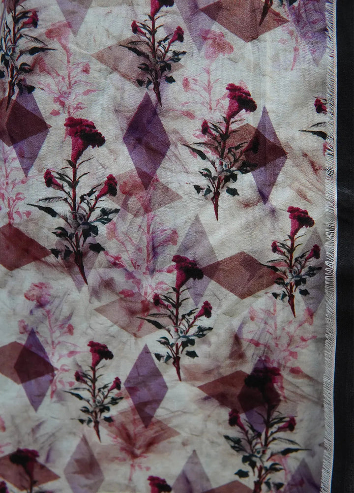 Digital Print By Bin Saeed Printed Lawn Suit Unstitched 3 Piece BN24F Purple - Summer Collection