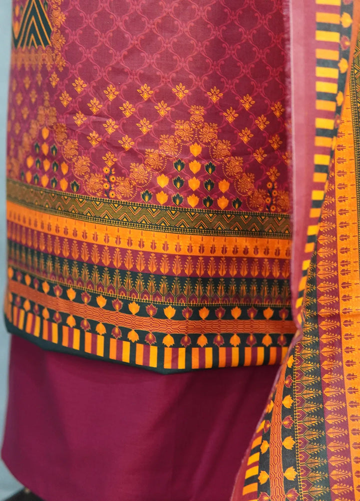 Digital Print By Bin Saeed Printed Lawn Suit Unstitched 3 Piece BN24F Red - Summer Collection