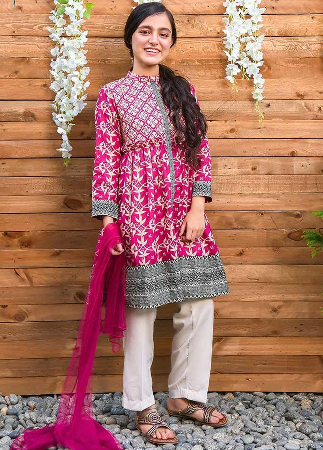 Ochre Girls 3 Piece - Digital Printed Cotton Lawn 3 Piece Suit OPL-84