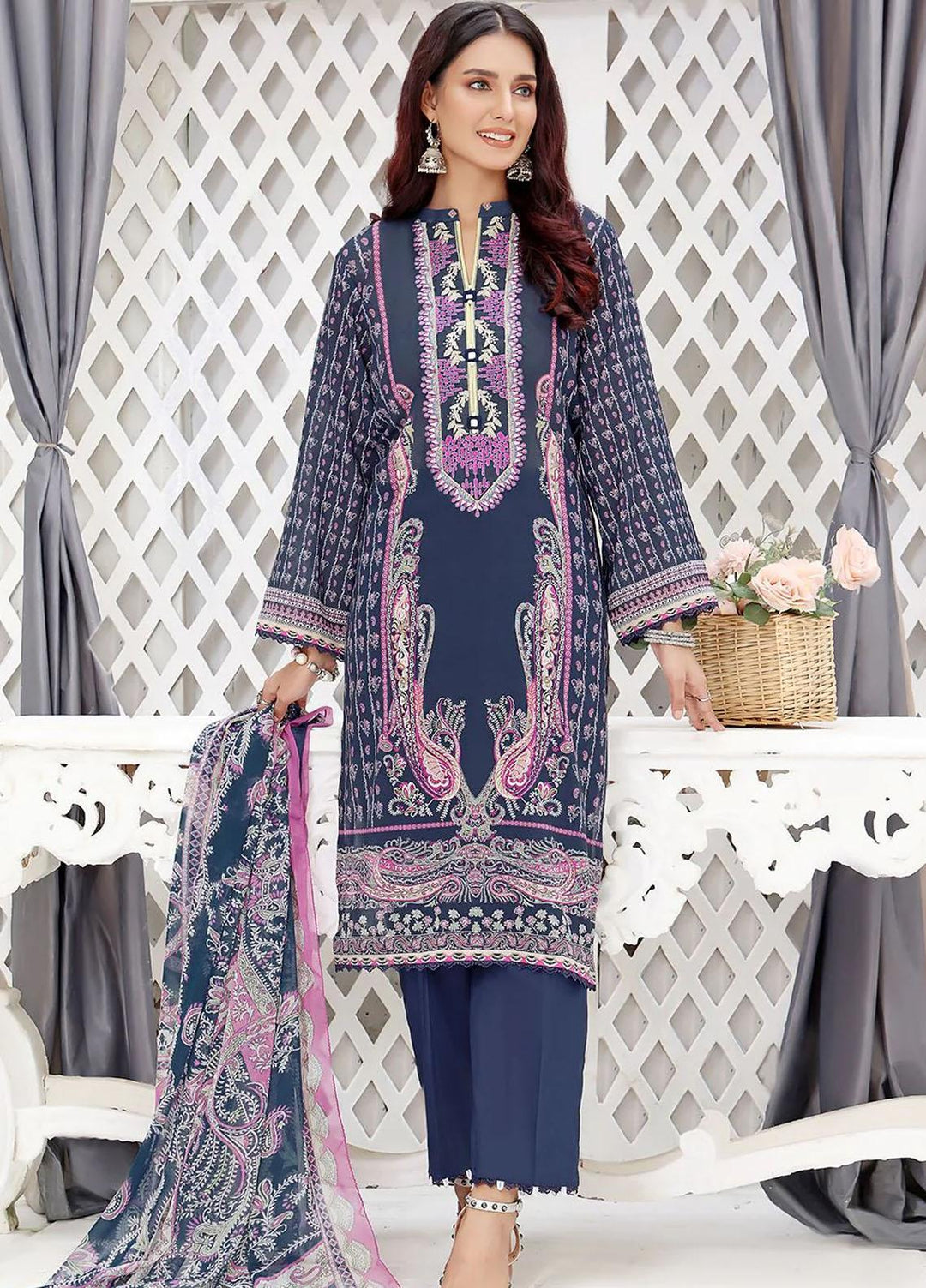 Dilara By Khas Embroidered Lawn Suits Unstitched 3 Piece KHS23D KC-1410 - Summer Collection