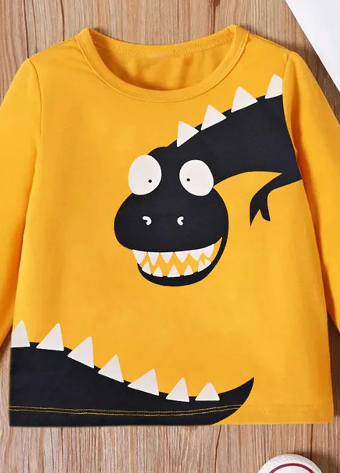 Baby Nest Dino Full Sleeves T shirt For Kids Yellow SBT 330 - SBT-330