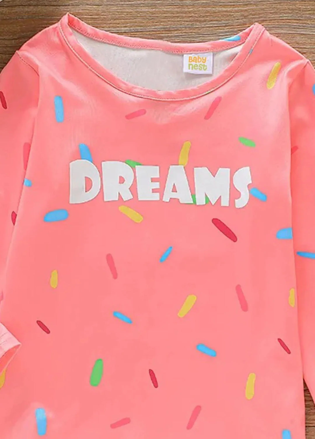 Baby Nest Dream Full Sleeves Round Neck T Shirt For Girls Pink SBT 333 - SBT-333