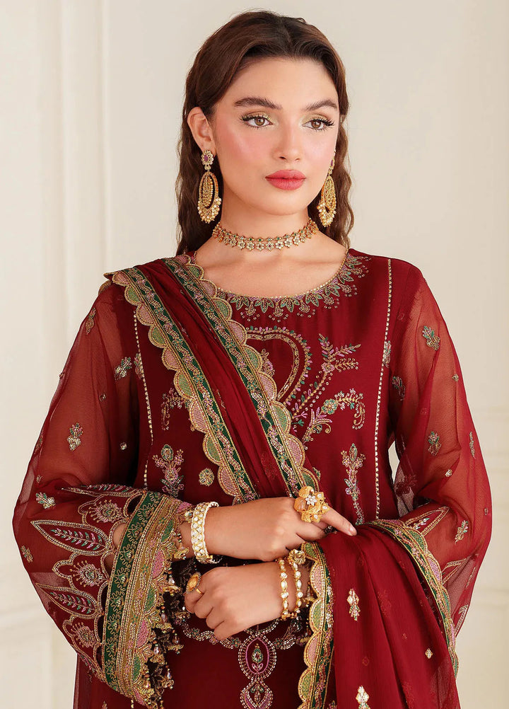 Dua By Alizeh Embroidered Chiffon Suit Unstitched 3 Piece AFB24D D-01 Roop - Formal Collection