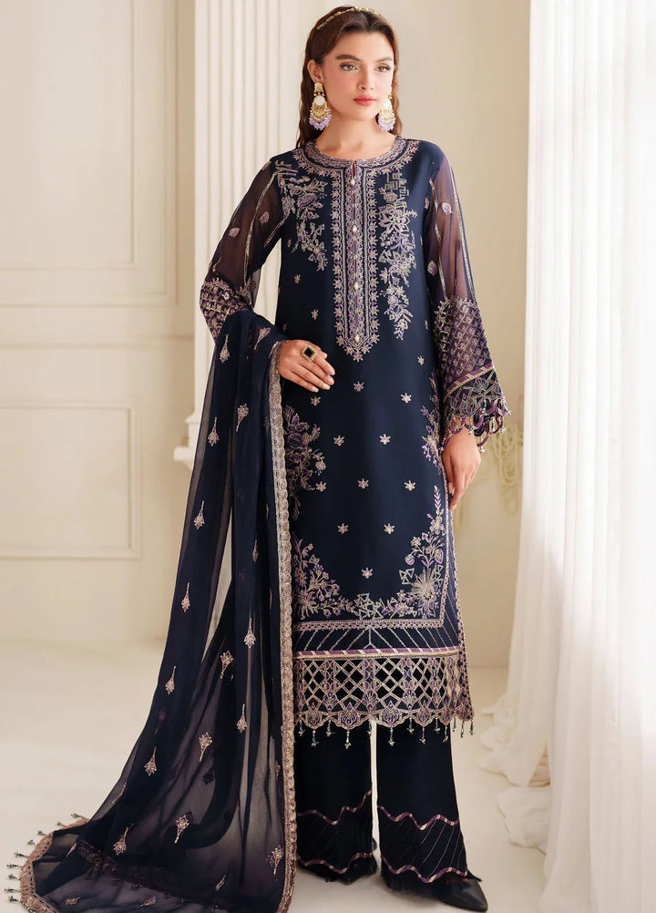 Dua By Alizeh Embroidered Chiffon Suit Unstitched 3 Piece AFB24D D-05 Falak - Formal Collection