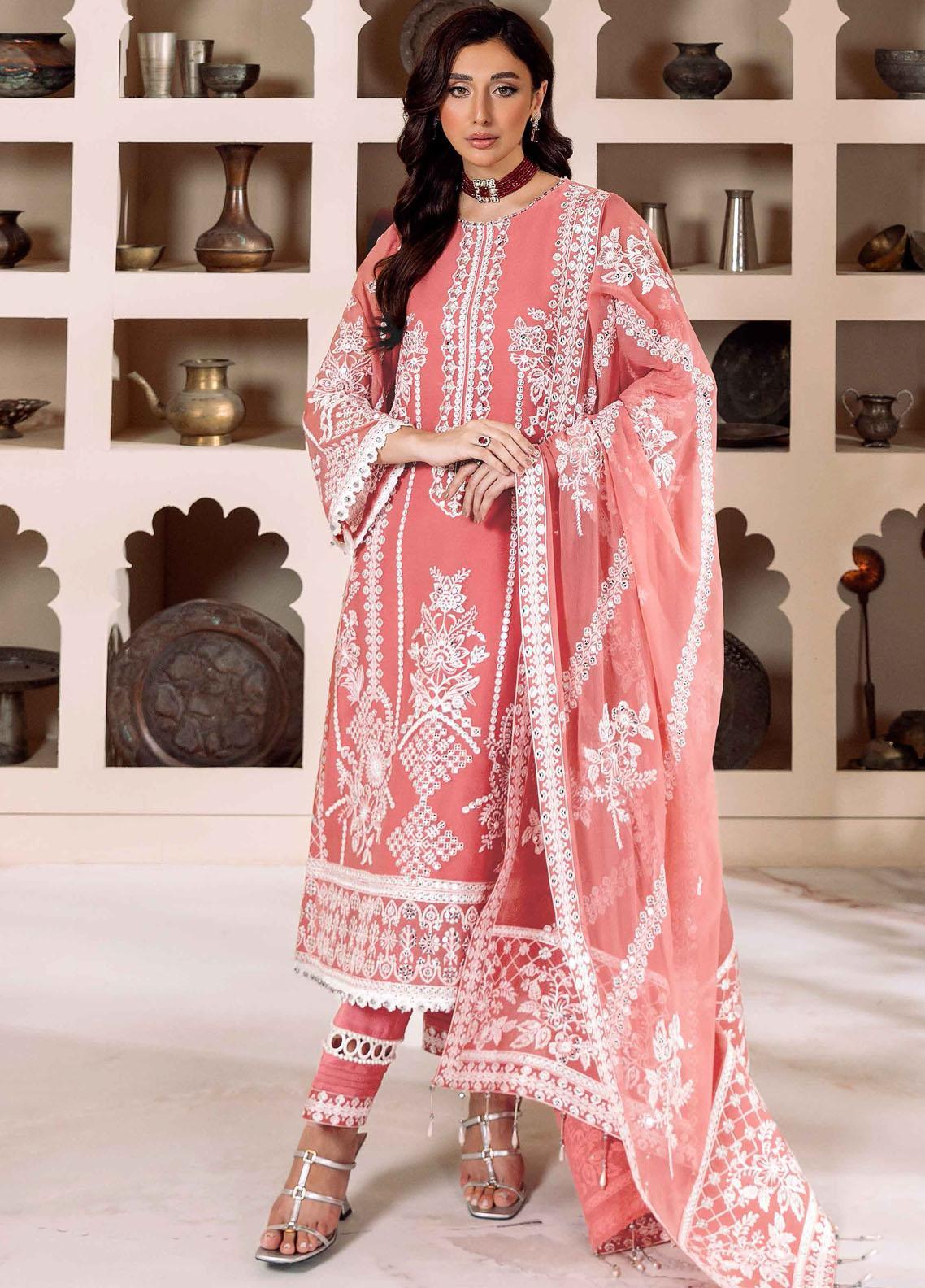 Dua By Alizeh Embroidered Chiffon Suit Unstitched 3 Piece AFB24D D-05 Falak - Formal Collection
