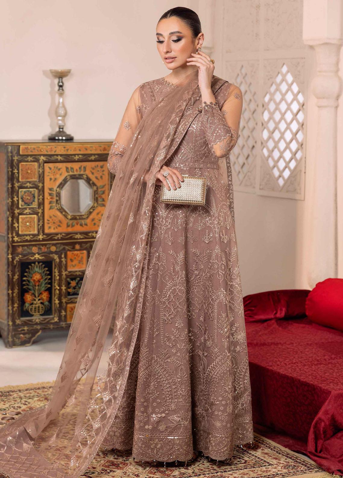 Alizeh Fashion by Bilal Embroidery Embroidered Chiffon Suits Unstitched 3 Piece AFB21RD D-11 SENORITA - Luxury Collection
