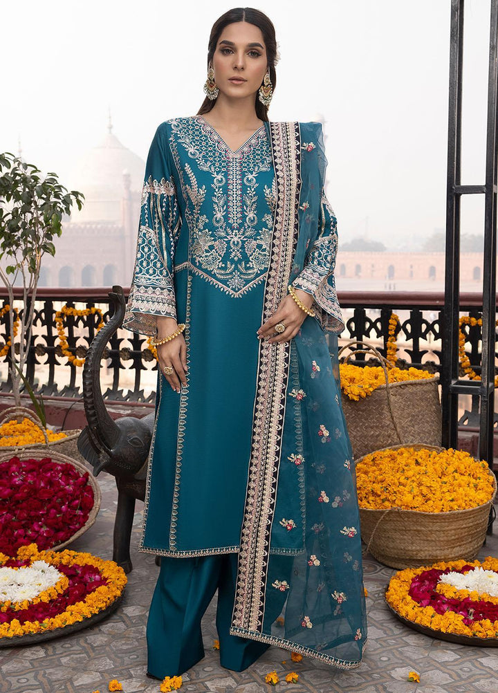 Durnaz By Sahane Embroidered Raw Silk Suits Unstitched 3 Piece SNE23DR BR-1205 Zephyr - Formal Collection