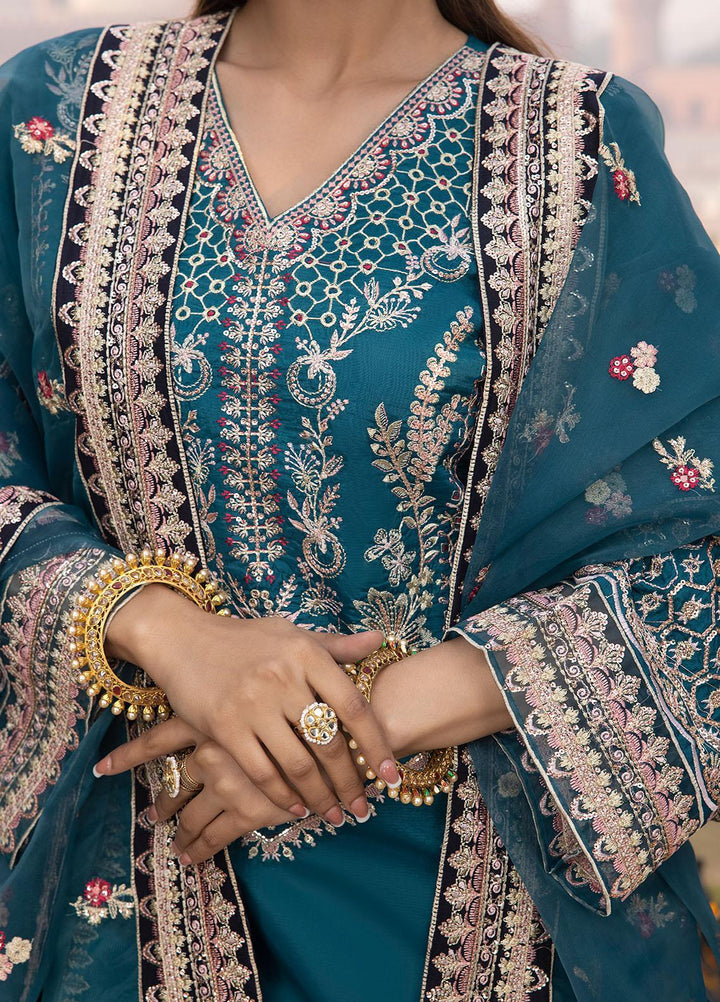 Durnaz By Sahane Embroidered Raw Silk Suits Unstitched 3 Piece SNE23DR BR-1205 Zephyr - Formal Collection
