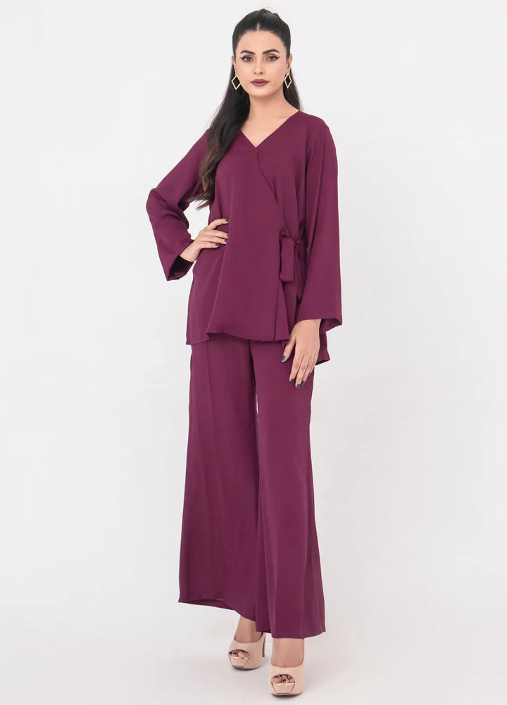 Eclipse by Slay Wear Pret Solid Tropical 2 Piece Suit Berry Wine