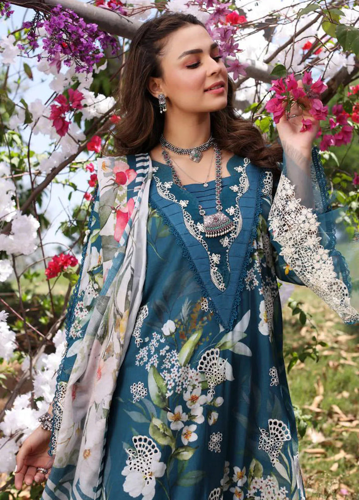 Elaf Chikankari Lawn Suit Unstitched 3 Piece EF24C ECK-02 B Serenita - Summer Collection