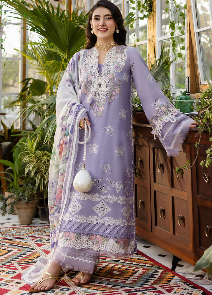 Elaf Chikankari Lawn Suits Unstitched 3 Piece EEC - 5A Lavender Love - Festive Collection