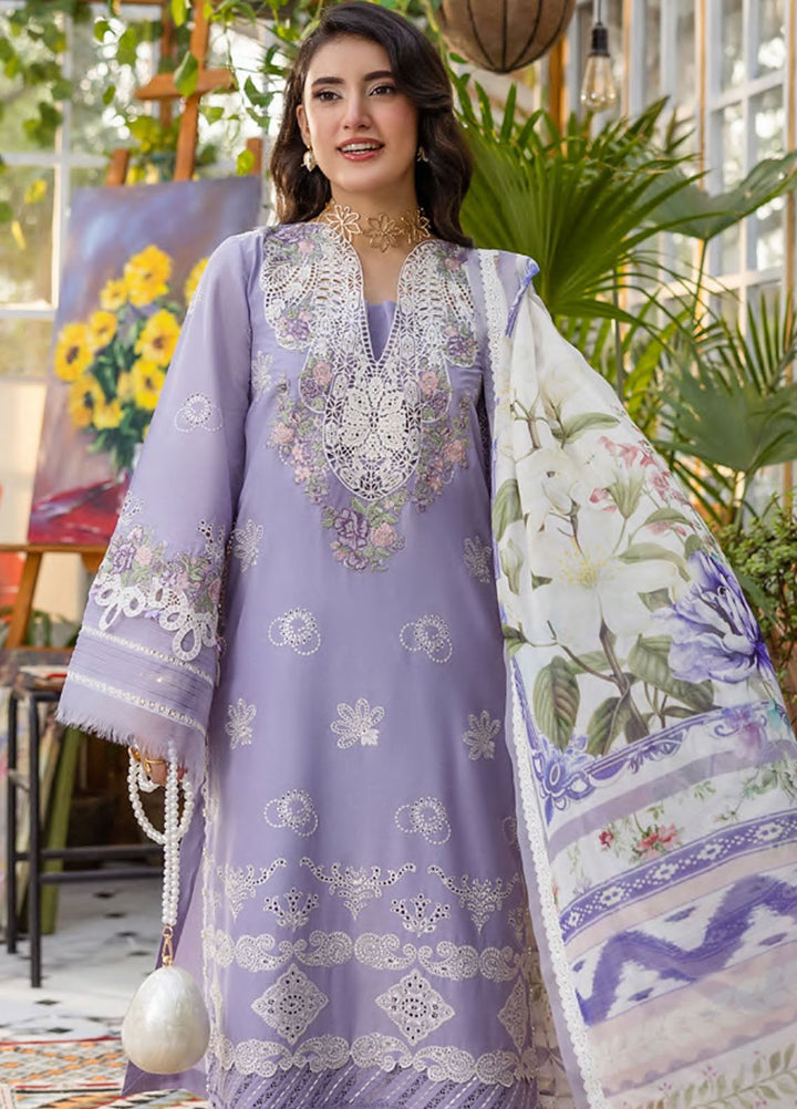 Elaf Chikankari Lawn Suits Unstitched 3 Piece EEC - 5A Lavender Love - Festive Collection