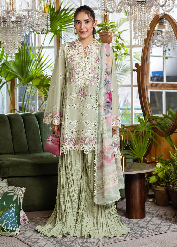 Elaf Chikankari Lawn Suits Unstitched 3 Piece EEC - 5B Matcha - Festive Collection