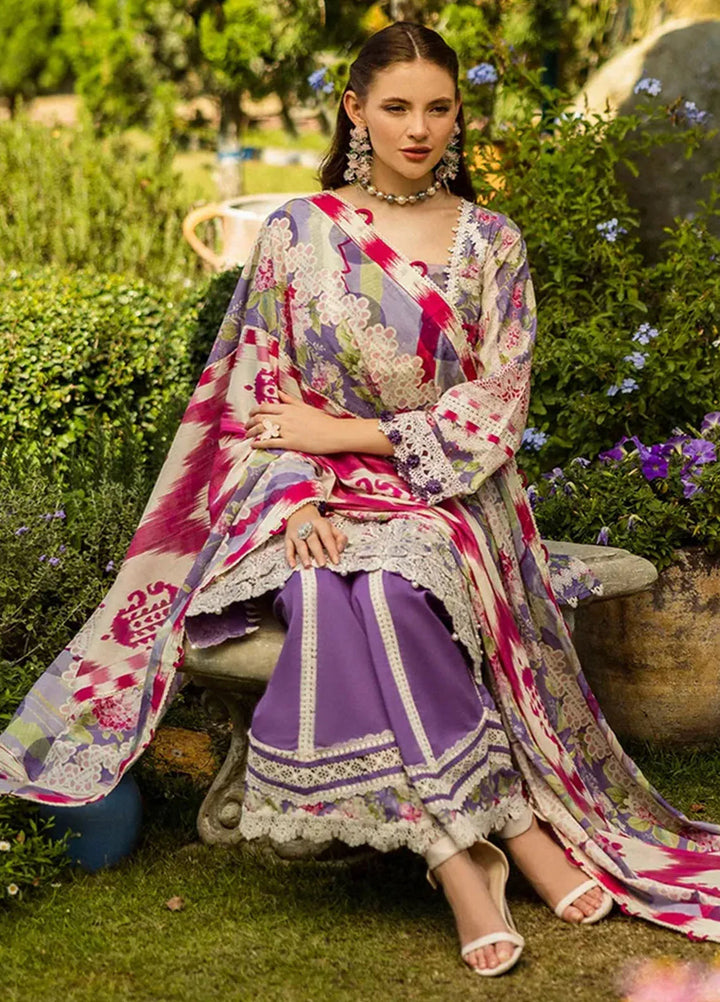 Elaf Chikankari Lawn Suits Unstitched 3 Piece EF25PC ELK-02A Periwinkle - Summer Collection