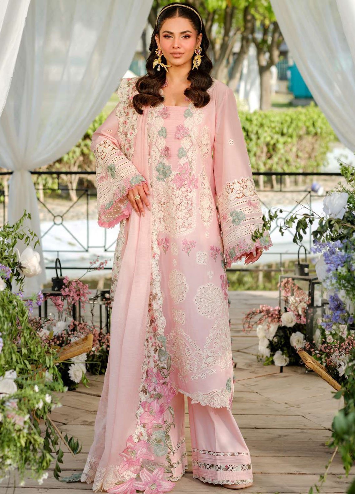 Elaf Embroidered Lawn Suits Unstitched 3 Piece EF25LV ELH-6A Serena - Summer Collection