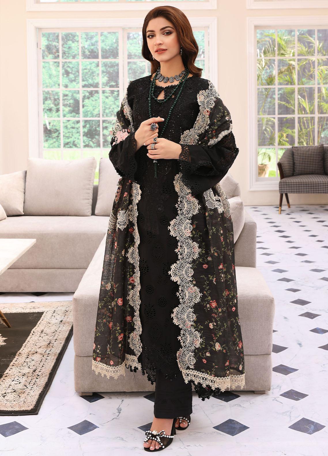 Elaf Embroidered Lawn Suits Unstitched 3 Piece EF23FC ELC-03A Daffodil - Festive Collection