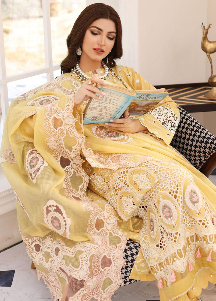 Elaf Embroidered Lawn Suits Unstitched 3 Piece EF23FC ELC-03A Daffodil - Festive Collection