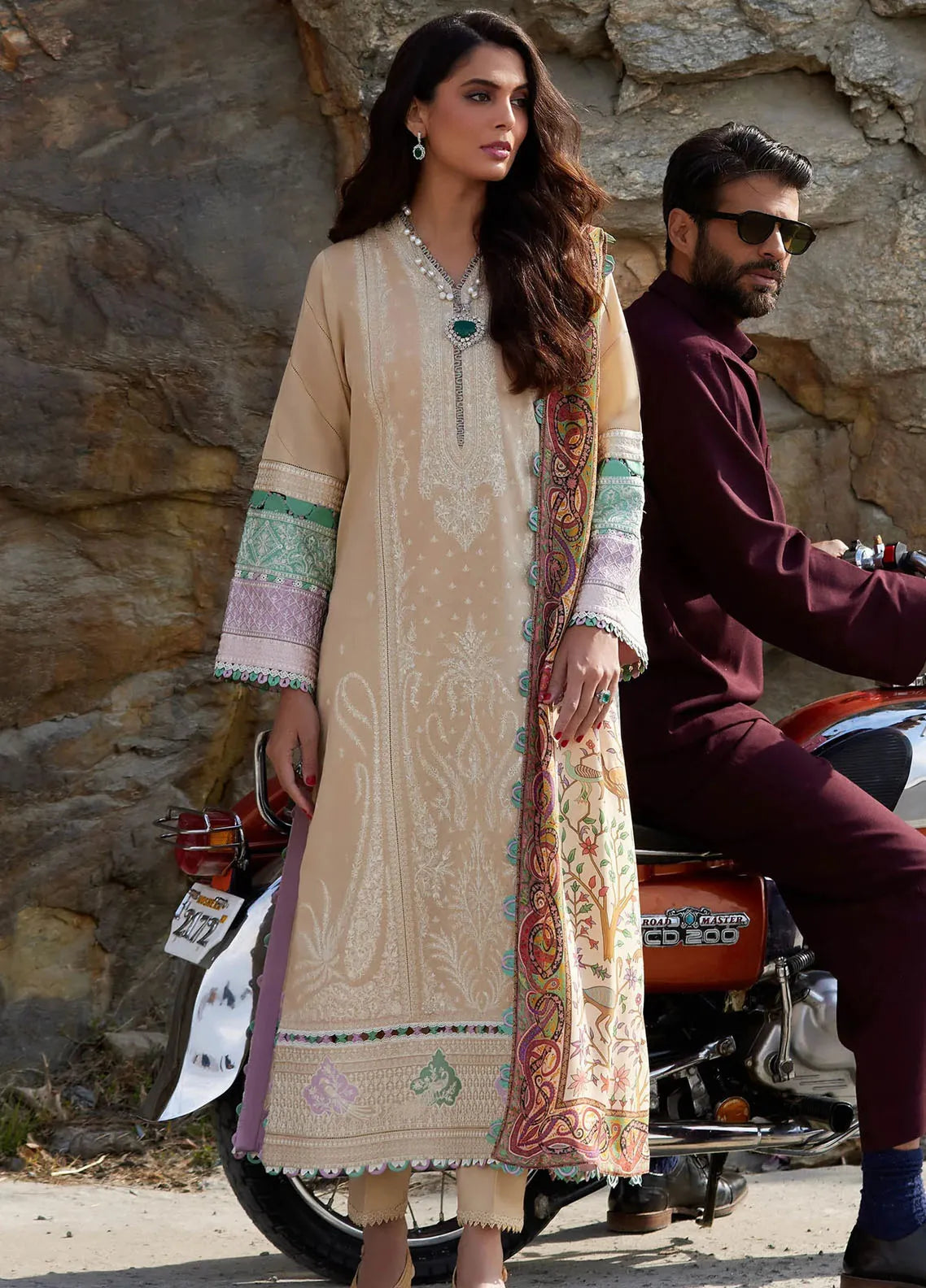 Elan Embroidered Suits Unstitched 3 Piece EC24-03 Lime Blossom - Wedding Collection