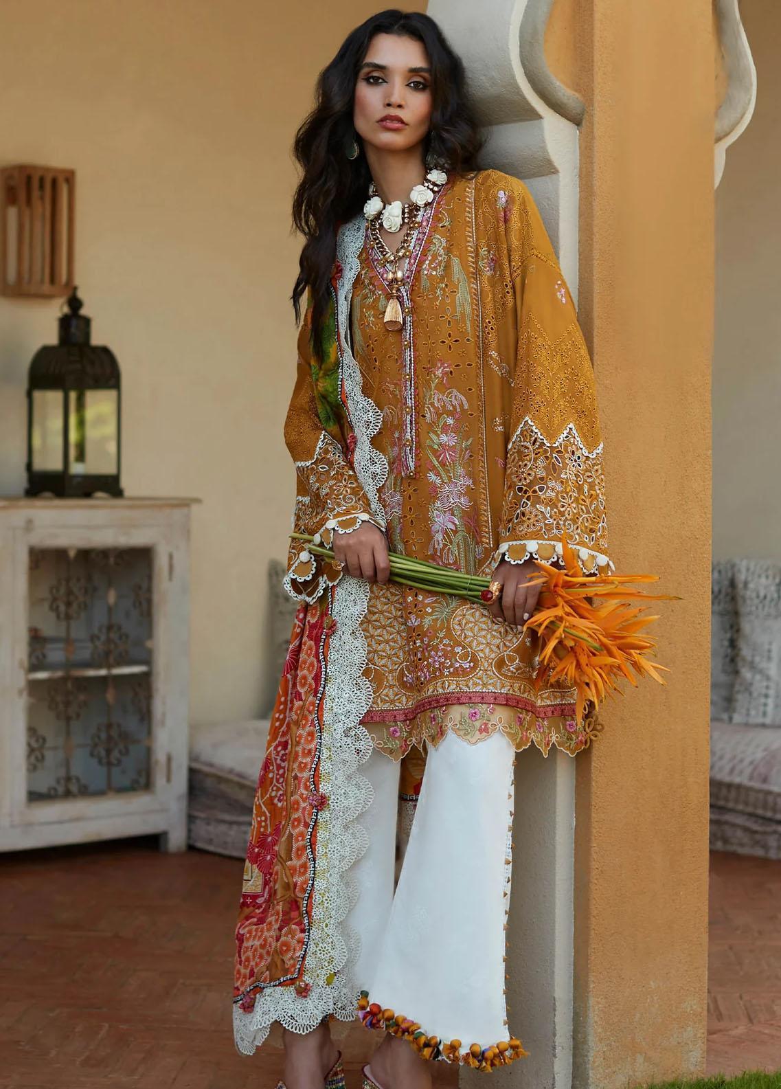 Elan Embroidered Lawn Suits Unstitched 3 Piece EL25LL EL25-12 A Alara - Luxury Collection