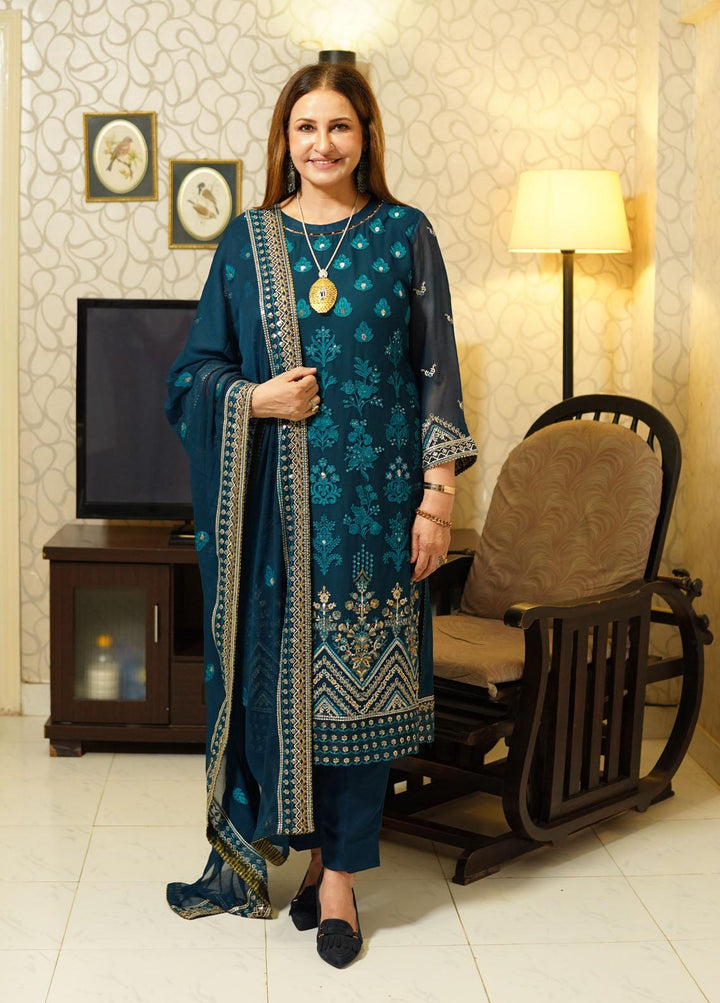 Sahane Pret Embroidered Chiffon 3 Piece Suit SNE23EP D-1003