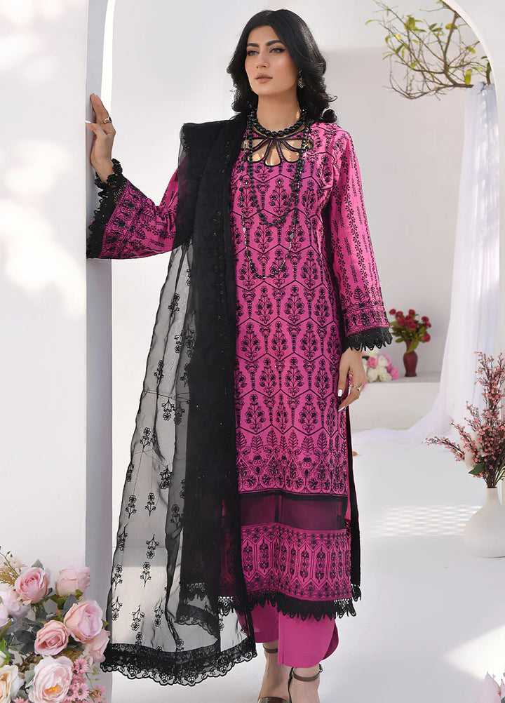 Elsyia By Fiona Chikankari Lawn Suit Unstitched 3 Piece FO24E Mystic Cherry - Summer Collection