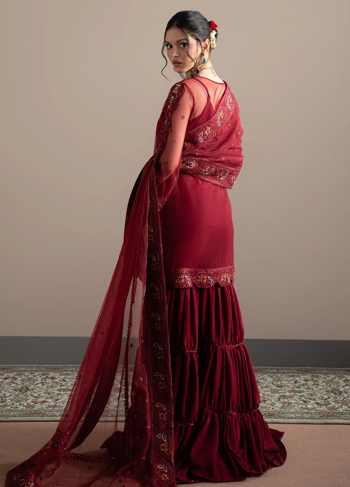 Elvin by Fabiha Fatima Pret Embroidered Net 3 Piece Suit Rubeia