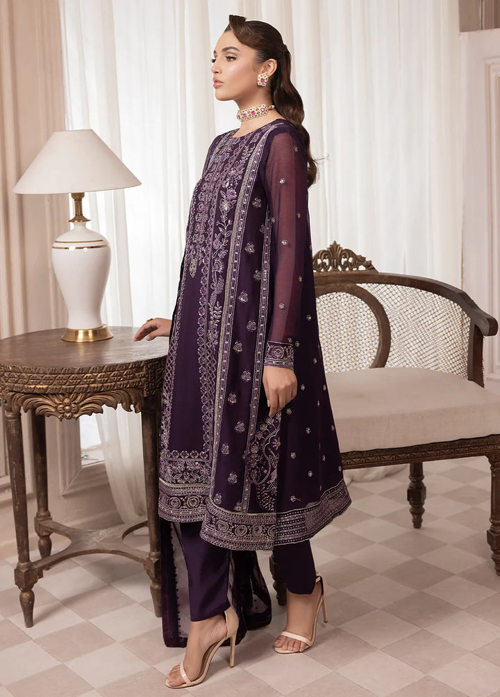Elyssa by Sahane Embroidered Chiffon Suits Unstitched 3 Piece SNE25EL CT-19006 Mure - Formal Collection