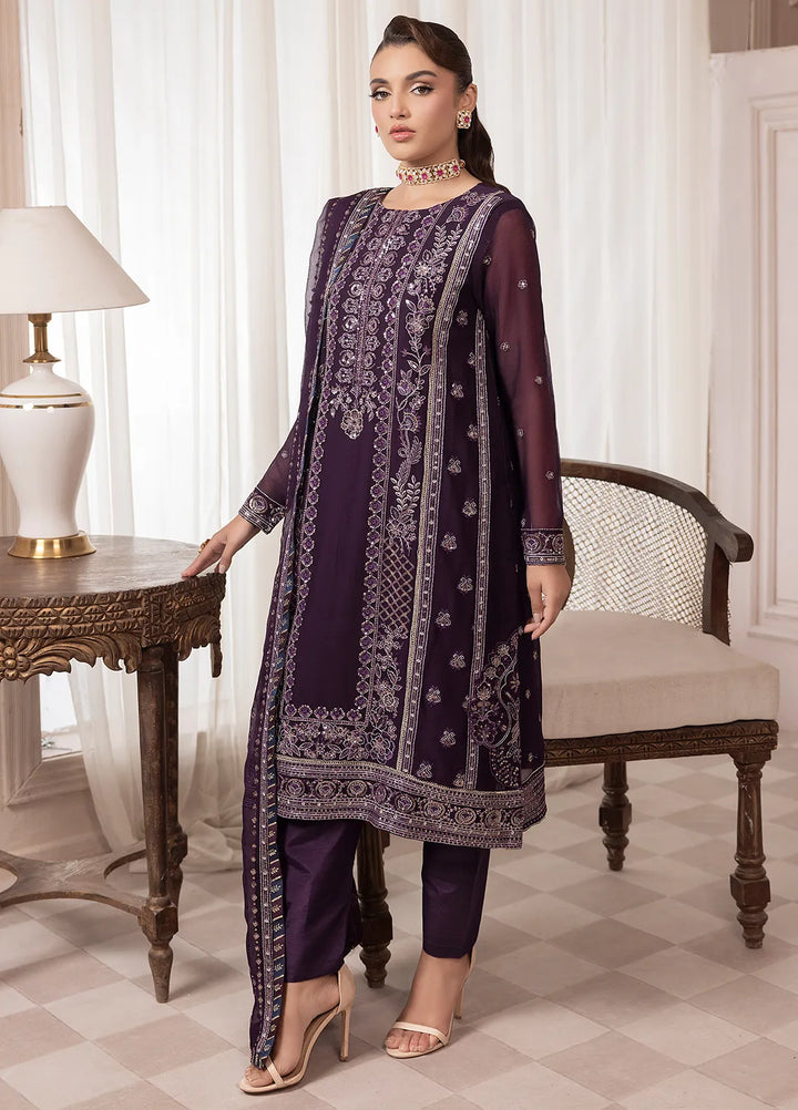 Elyssa by Sahane Embroidered Chiffon Suits Unstitched 3 Piece SNE25EL CT-19006 Mure - Formal Collection