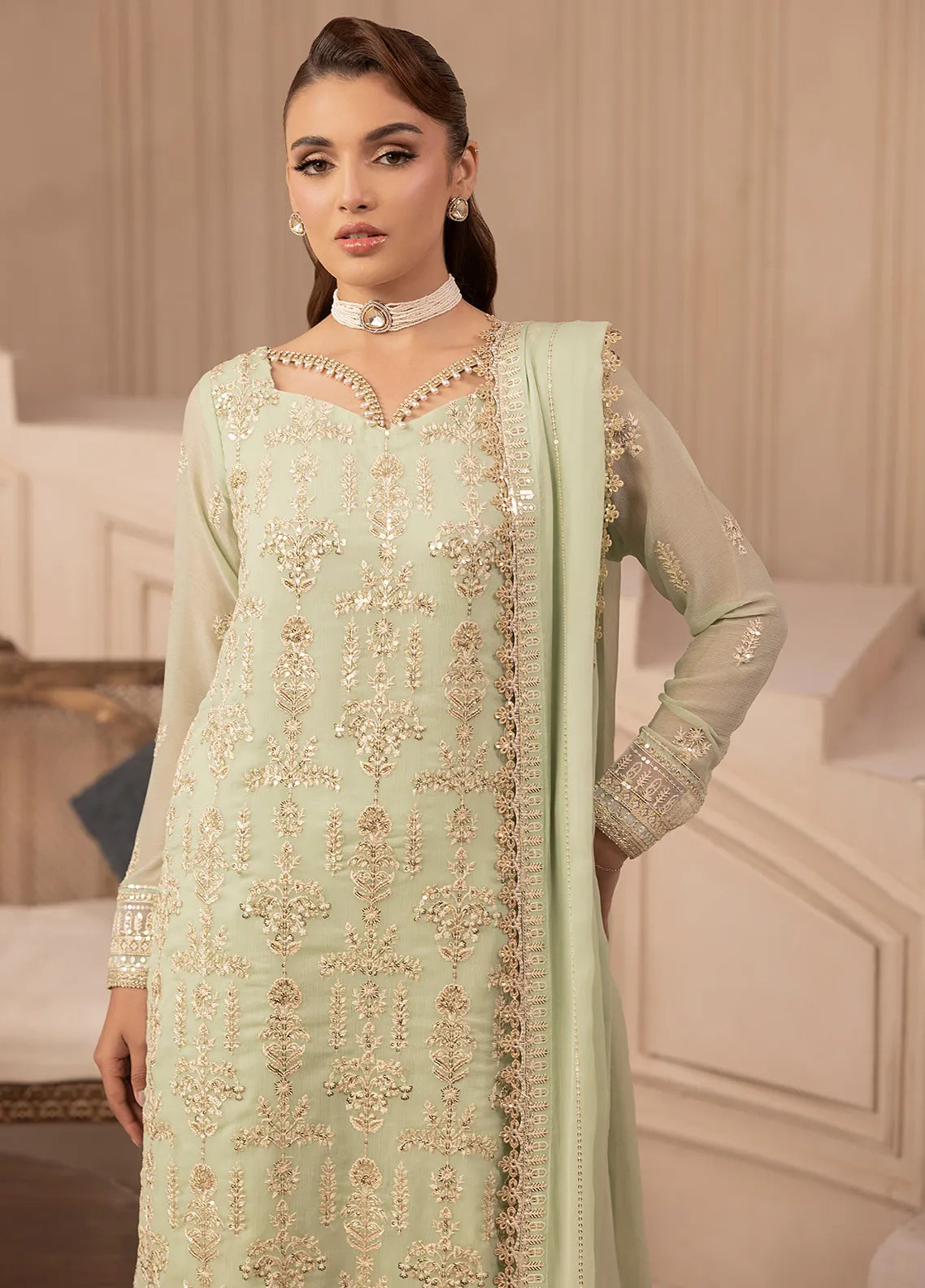 Elyssa by Sahane Pret Embroidered Chiffon 3 Piece Suit CT-19006 Mure - Festive Collection