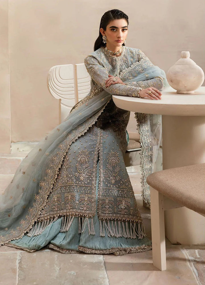 Emaan Adeel Embroidered Organza Suit Unstitched 3 Piece EA25CC Silvella - Luxury Collection