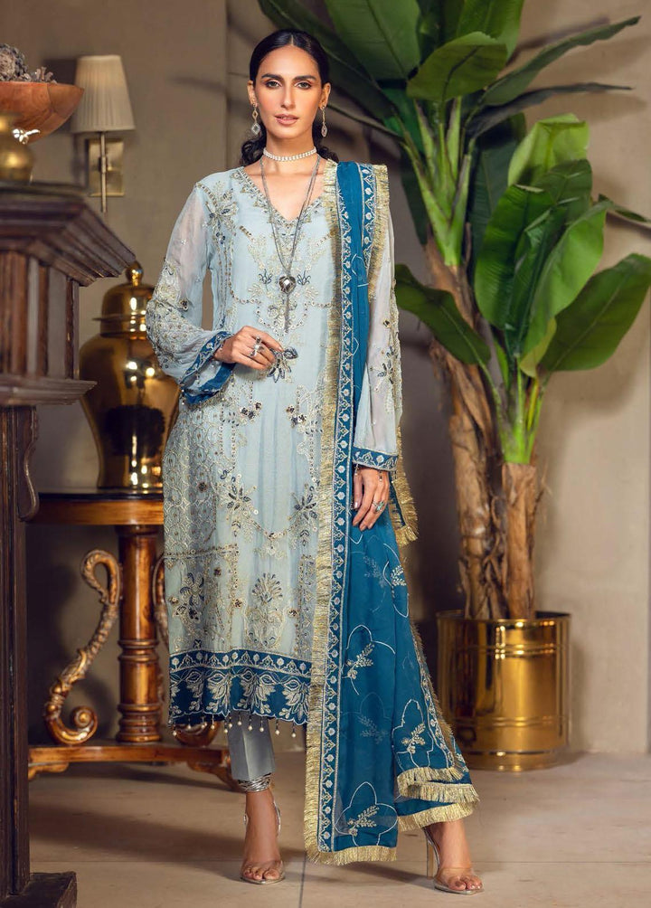 Le Festa By Emaan Adeel Embroidered Chiffon Suits Unstitched 3 Piece EA23-P6 LF-709 - Premium Collection