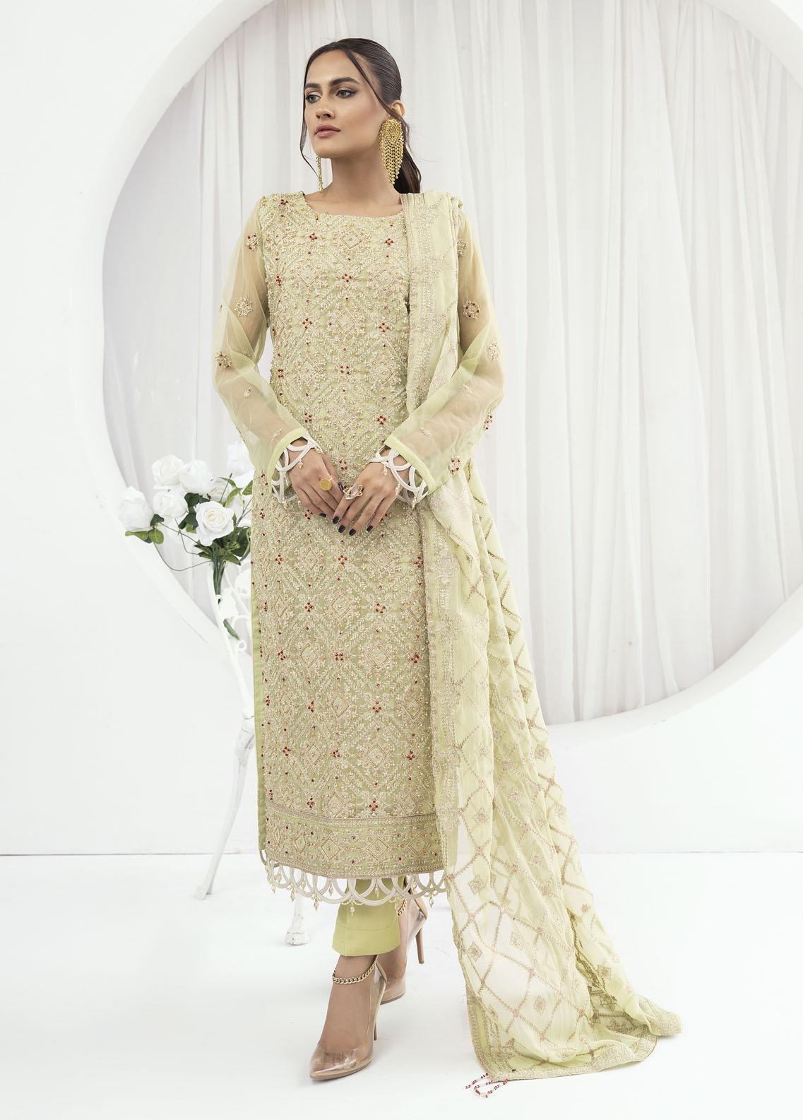 Emaan Adeel Embroidered Organza Suit Unstitched 3 Piece EA25CC Silvella - Luxury Collection