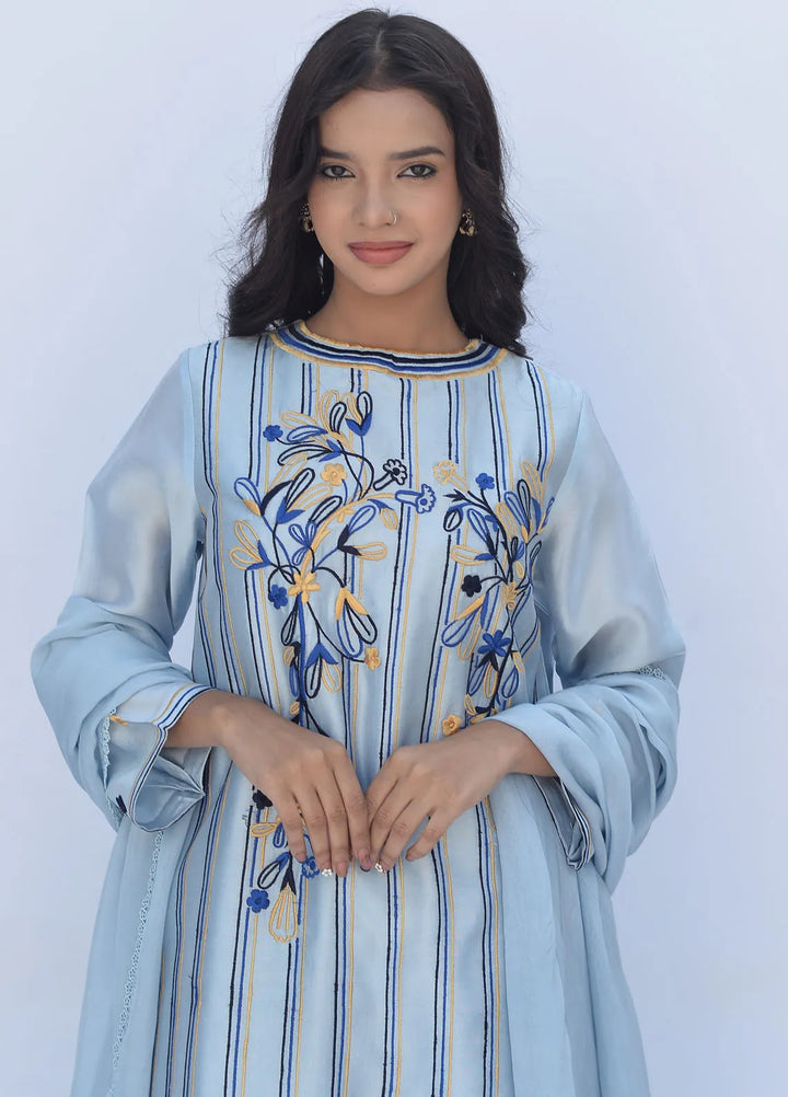 Eman Butt Pret Embriodered sheesha silk 3 Piece Suit Kous