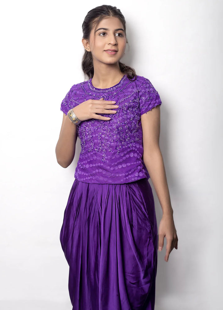 Eman Butt Pret Embriodered silk 2 Piece Suit Purple Sapphire