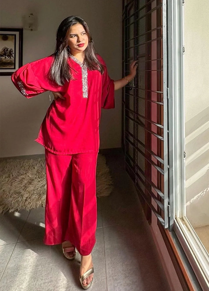 Eman Butt Pret Embroidered Georgette 2 Piece Suit Rosa