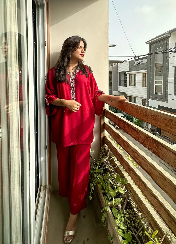 Eman Butt Pret Embroidered Georgette 2 Piece Suit Rosa