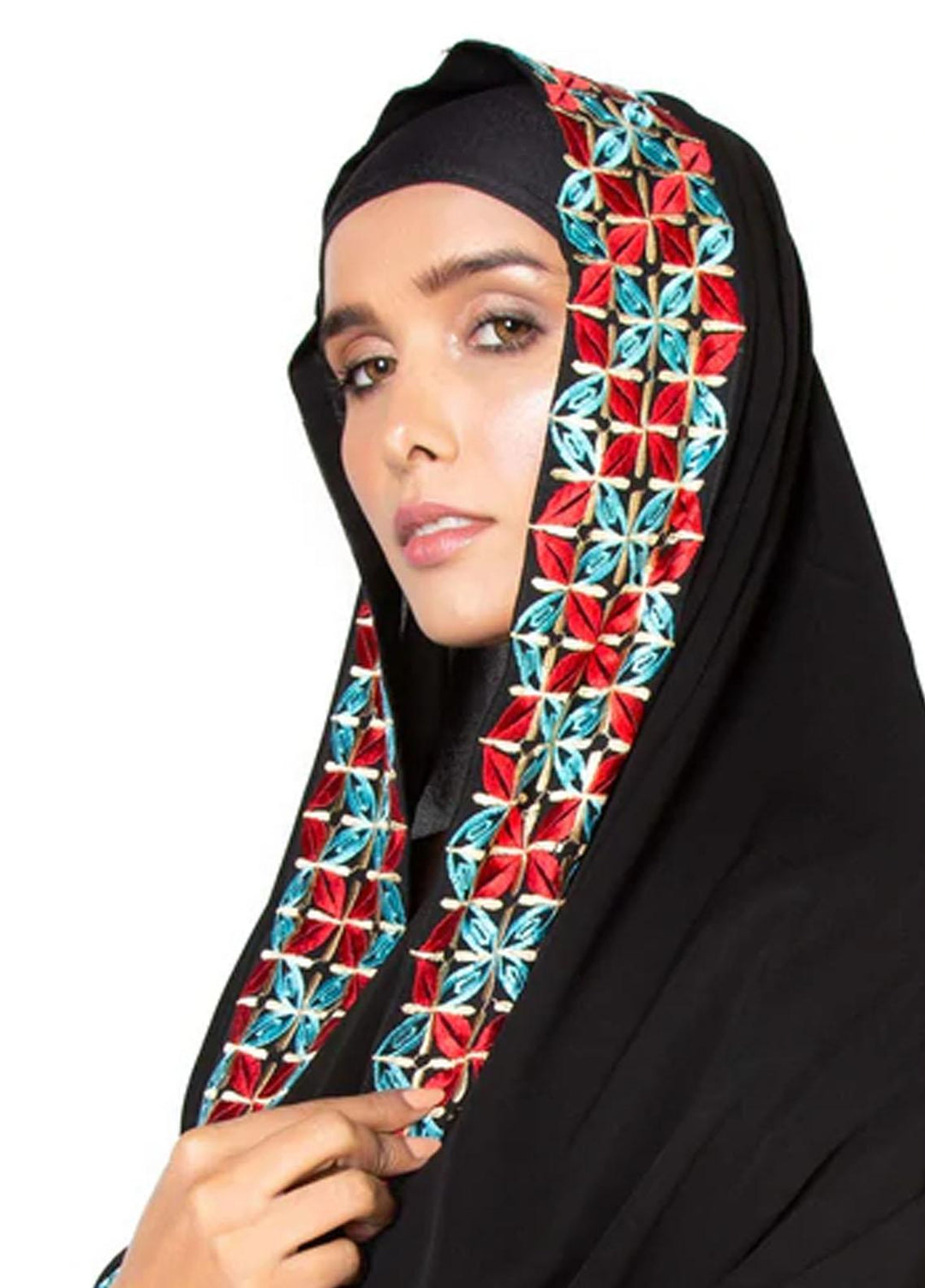 Abaya pk Embroidered Chiffon Chadar ABA22EC RED PETAL - Embroidered Chadar