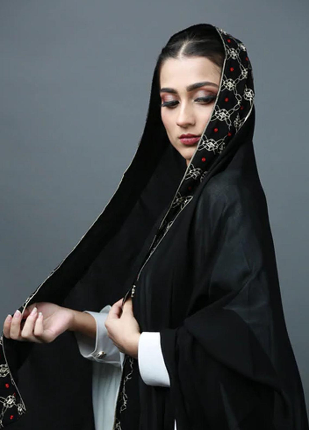Abaya pk Embroidered Chiffon Chadar ABA22EC RUBY FAWN - Embroidered Chadar