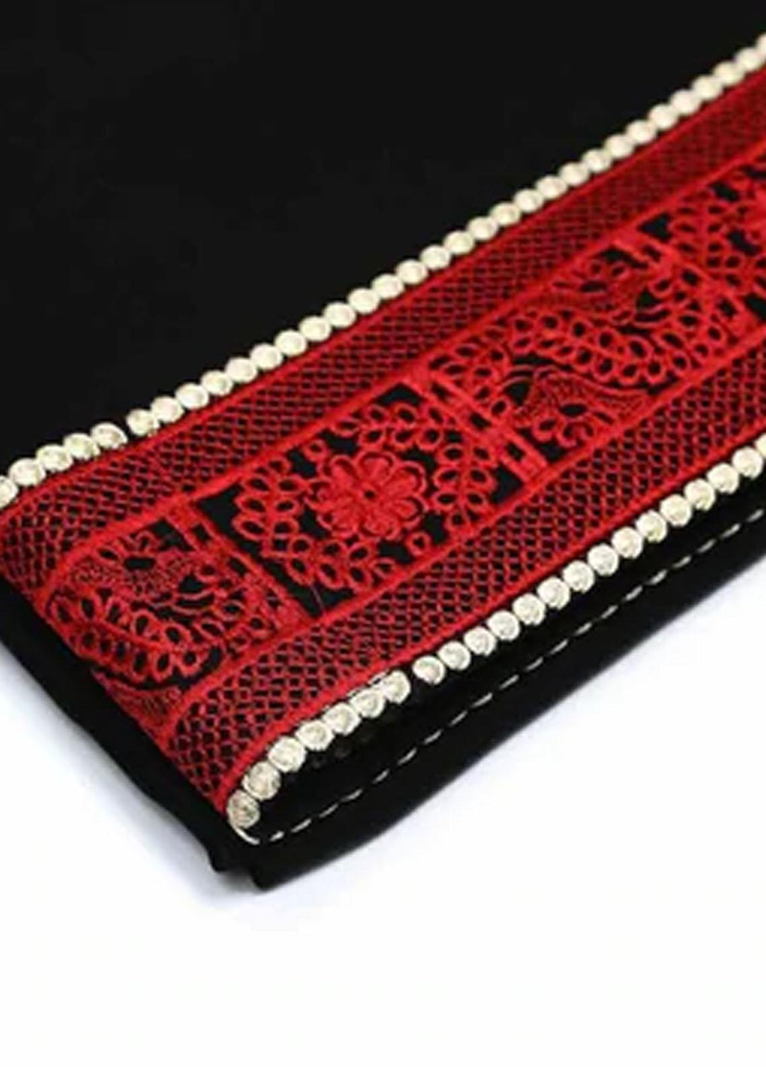 Abaya pk Embroidered Chiffon Chadar ABA22EC RED FLORAL - Embroidered Chadar