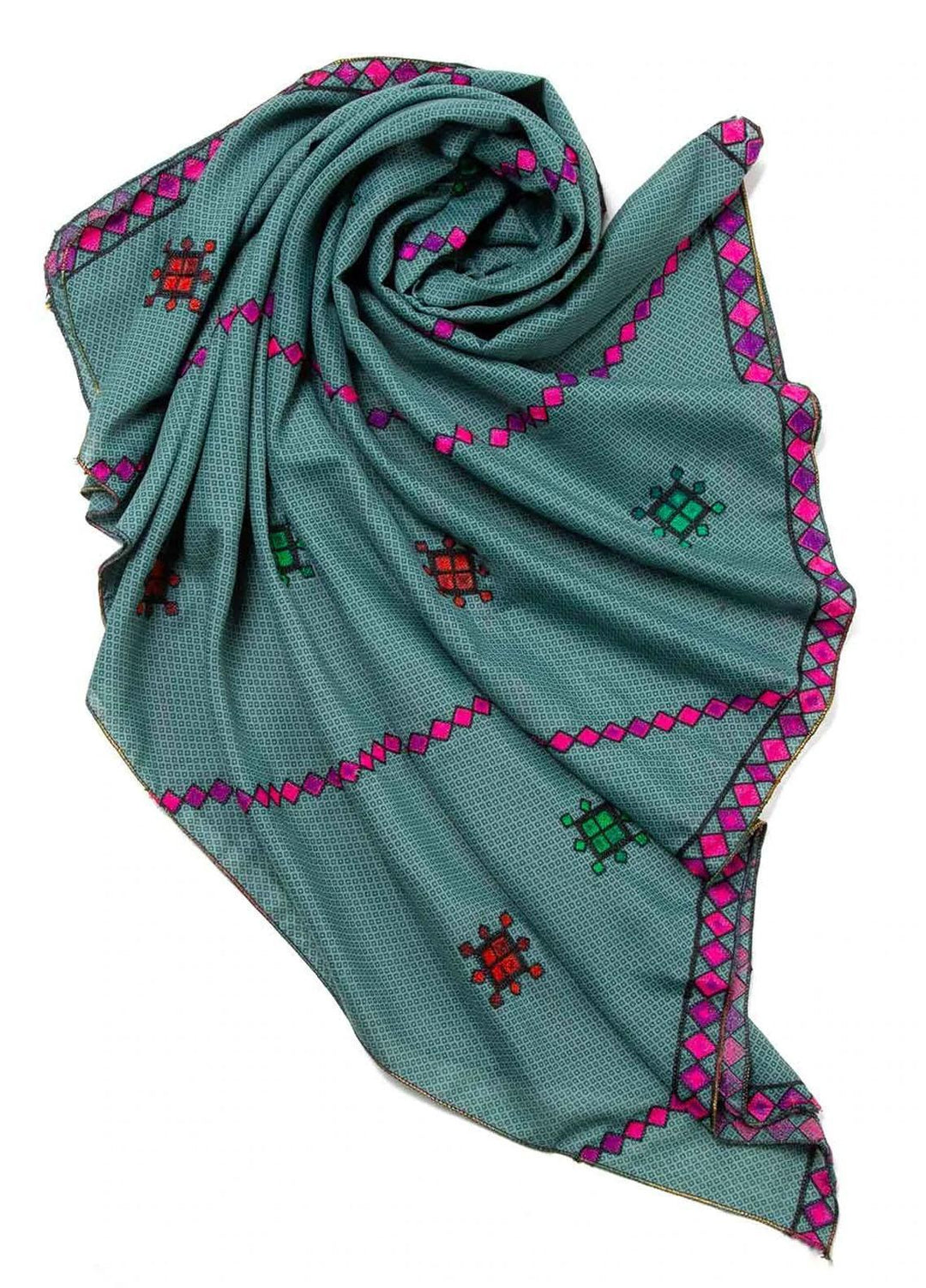 Abaya pk Embroidered Cotton Chadar ABA22EC SEA GREEN TRADITIONAL - Embroidered Chadar