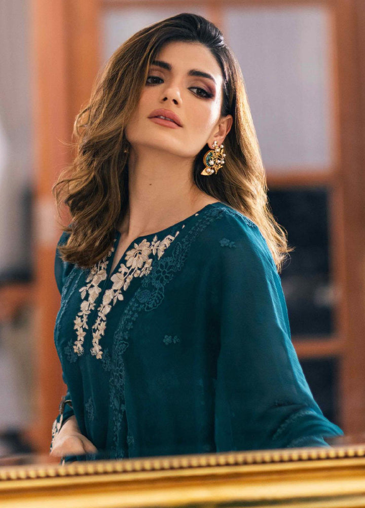Ensembles By Azure Embroidered Chiffon Suits Unstitched 4 Piece AZU23ESE3 Sea-Weed - Festive Collection