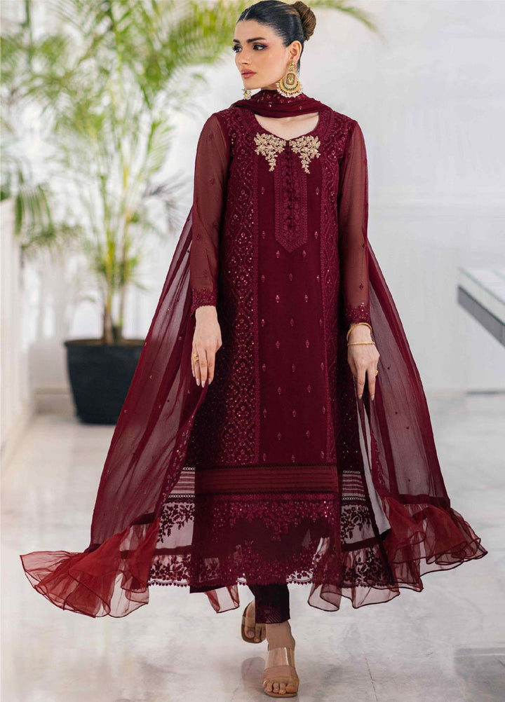 Ensembles By Azure Embroidered Chiffon Suits Unstitched 4 Piece AZU23ESE3 Ruby-Vine - Festive Collection