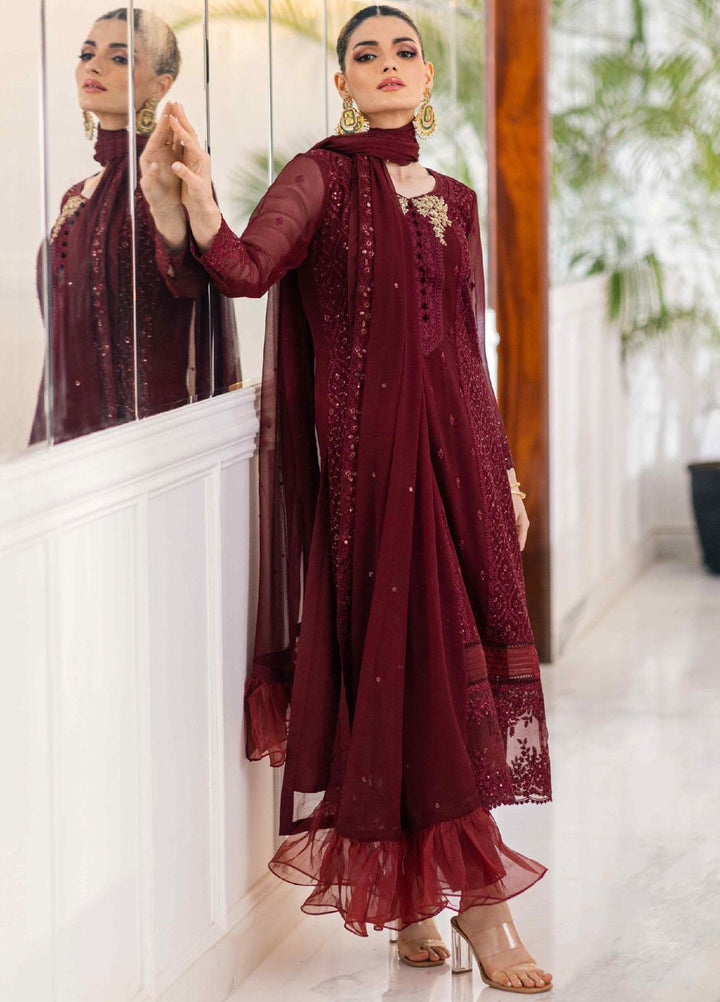 Ensembles By Azure Embroidered Chiffon Suits Unstitched 4 Piece AZU23ESE3 Ruby-Vine - Festive Collection