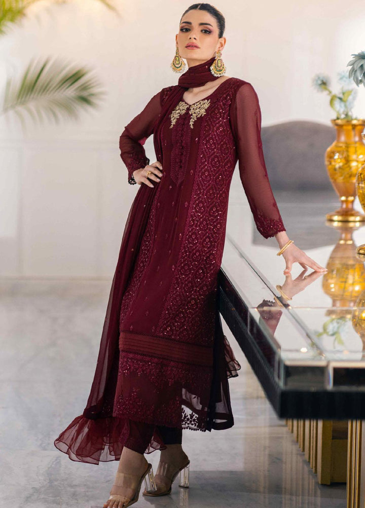 Ensembles By Azure Embroidered Chiffon Suits Unstitched 4 Piece AZU23ESE3 Ruby-Vine - Festive Collection