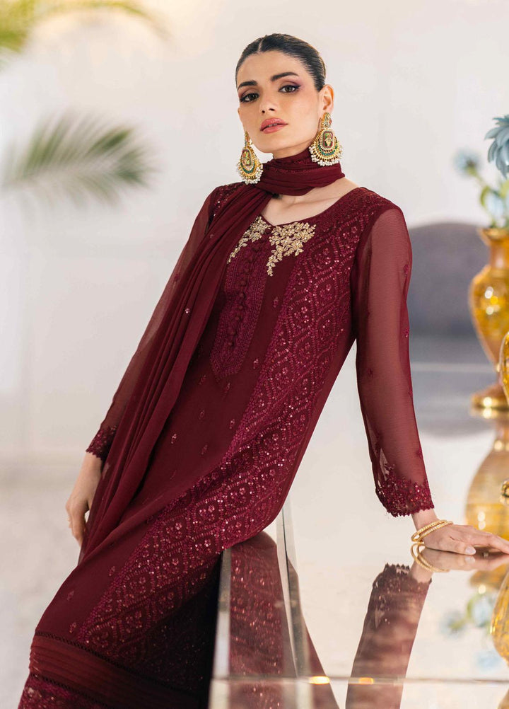 Ensembles By Azure Embroidered Chiffon Suits Unstitched 4 Piece AZU23ESE3 Ruby-Vine - Festive Collection